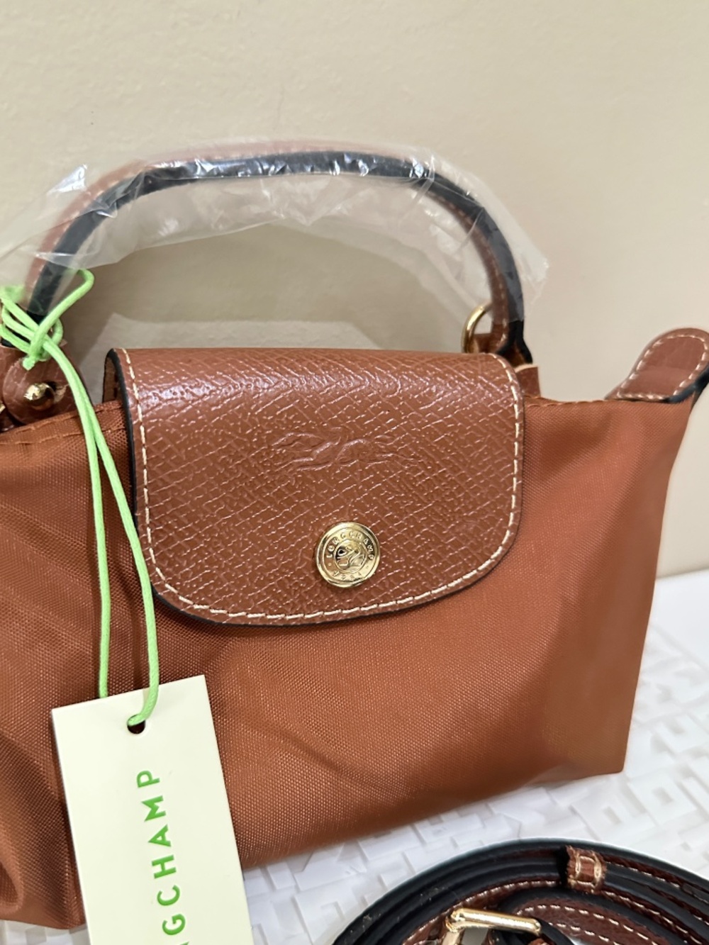 NWT Longchamp le pliage Brown Mini Micro Crossbody Hand Bag - Picture 3 of 7